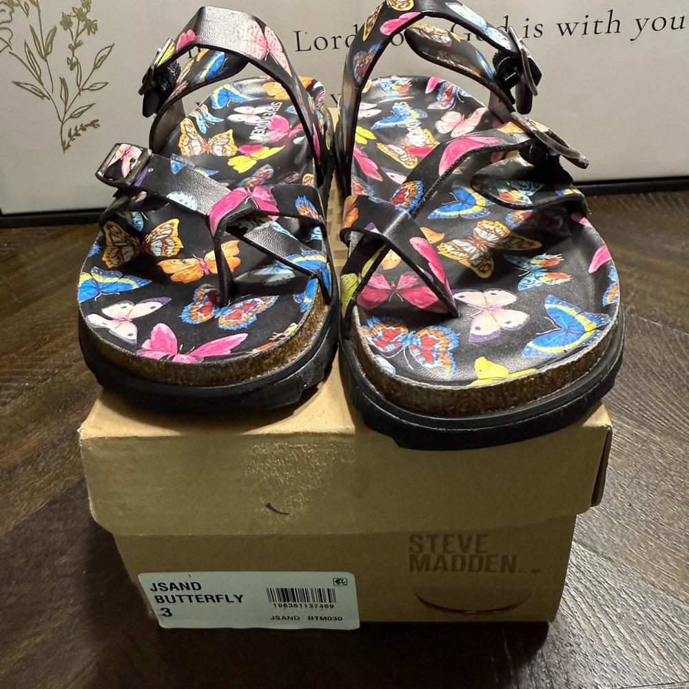 Steve Madden Multicolor Butterfly Sandals Girls SZ-3 Box11